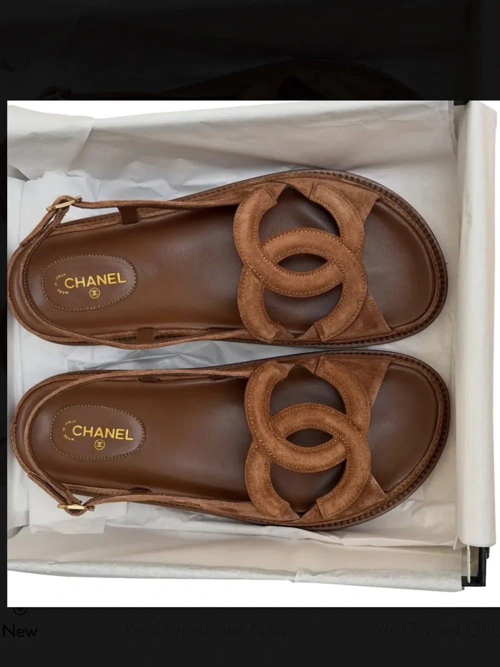 CHANEL Dad sandals 26B Blazy big CC logo suede sandals size 39.5